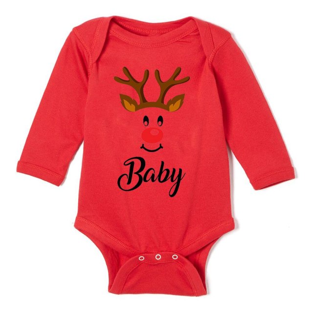 Newborn Merry Christmas Baby Rompers Red Long Sleeve Cotton Toddler Bodysuits