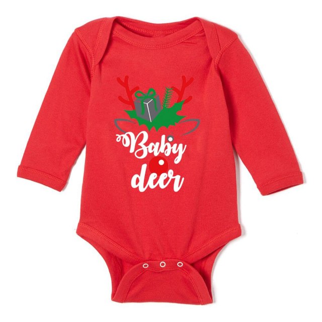 Newborn Merry Christmas Baby Rompers Red Long Sleeve Cotton Toddler Bodysuits