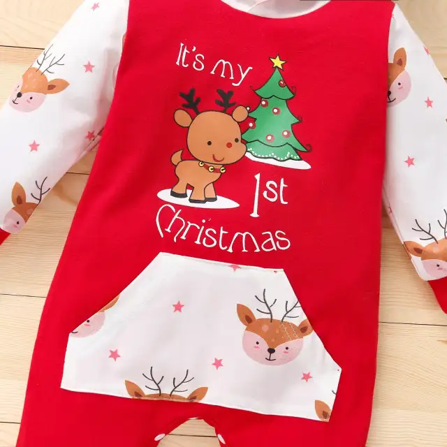 Baby Girls Boys Christmas Romper Newborn Cartoon Long Sleeve Jumpsuit