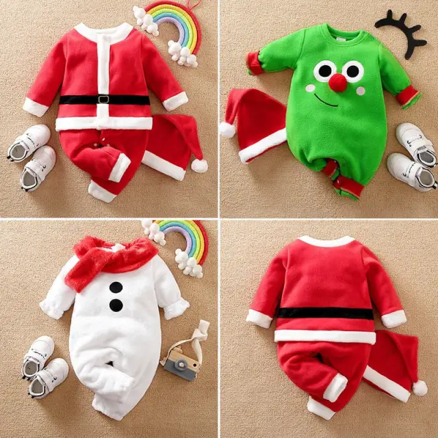 My First Christmas Baby Bodysuits Clothes Long Sleeve Baby Cosplay Romper