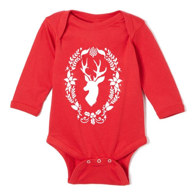 Newborn Merry Christmas Baby Rompers Red Long Sleeve Cotton Toddler Bodysuits