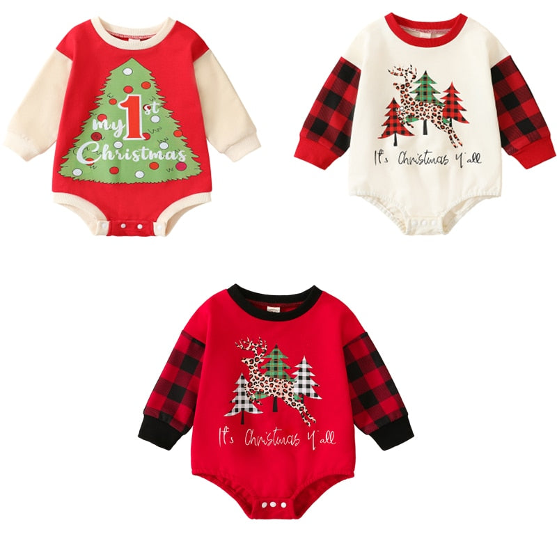 Christmas Infant Long Sleeve Romper for Baby Girls Boys 12 to 18 months