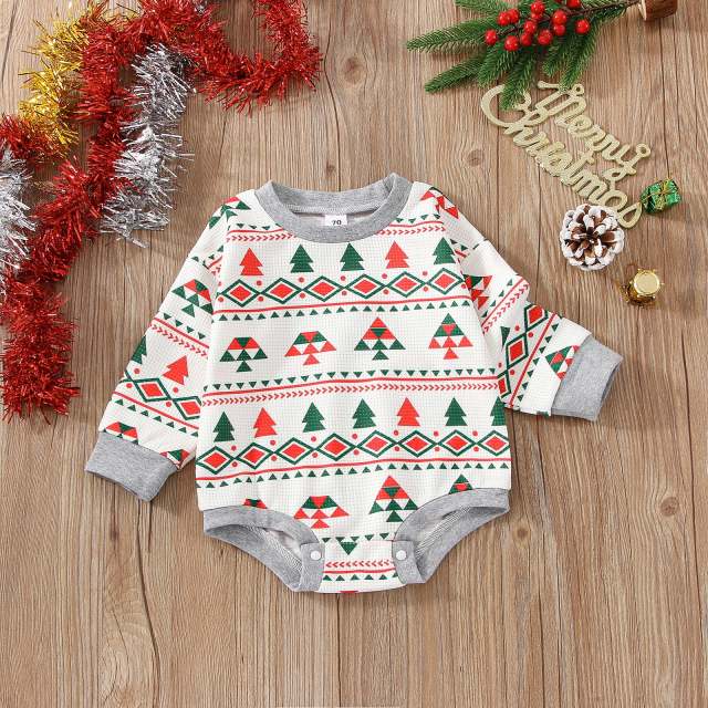 Christmas Newborn Romper Baby Boy Girl Santa Long Sleeve Jumpsuit 0-12M