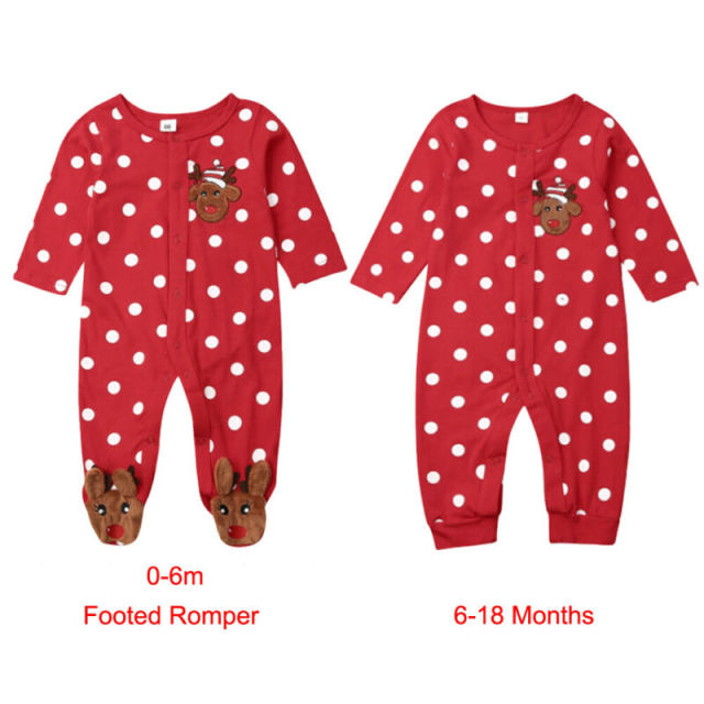 Baby Boy Girl Christmas Jumpsuit Xmas Deer Printed Long Sleeve Romper for 0-24M