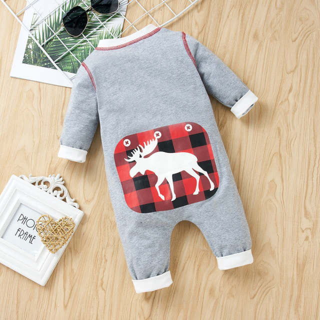 Infant Baby Girl Boy Clothes Cotton Christmas Long Sleeves Deer Jumpsuit