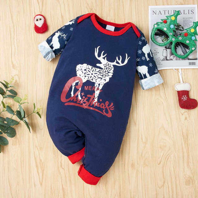 Infant Baby Girl Boy Clothes Cotton Christmas Long Sleeves Deer Jumpsuit