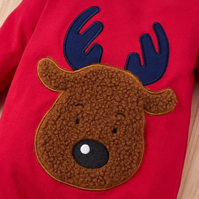 Infant Baby Girl Boy Clothes Cotton Christmas Long Sleeves Deer Jumpsuit