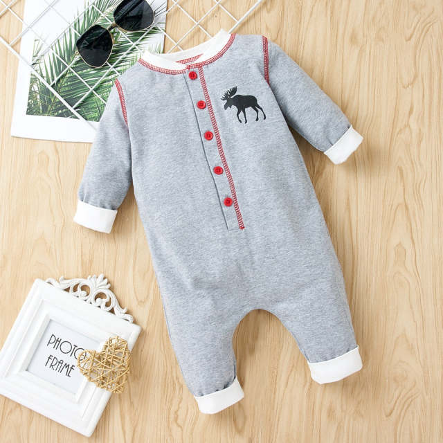 Infant Baby Girl Boy Clothes Cotton Christmas Long Sleeves Deer Jumpsuit