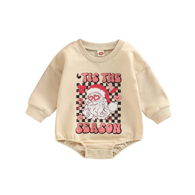 Christmas Newborn Romper Baby Boy Girl Santa Long Sleeve Jumpsuit 0-12M