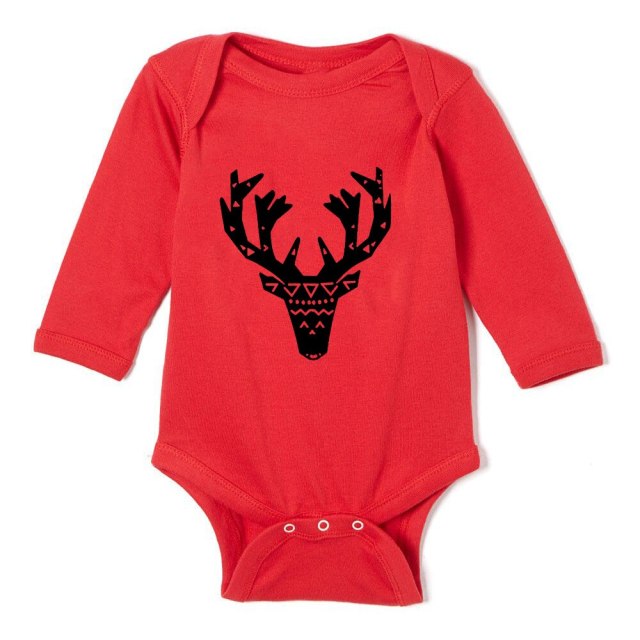 Newborn Merry Christmas Baby Rompers Red Long Sleeve Cotton Toddler Bodysuits