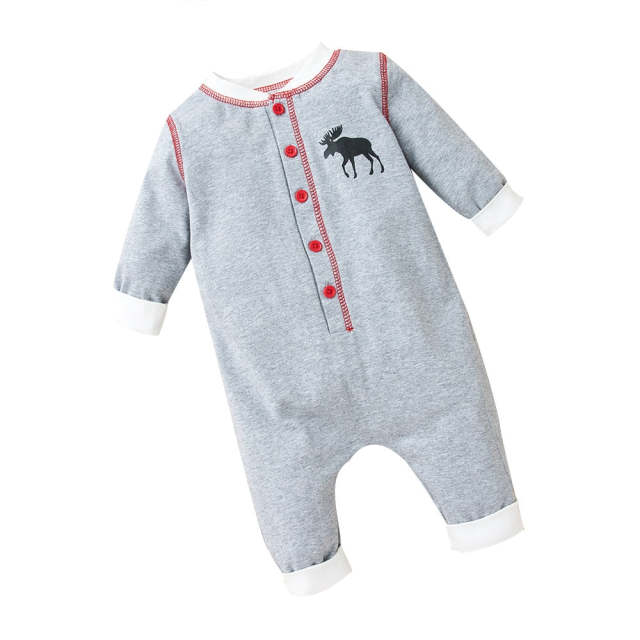 Infant Baby Girl Boy Clothes Cotton Christmas Long Sleeves Deer Jumpsuit