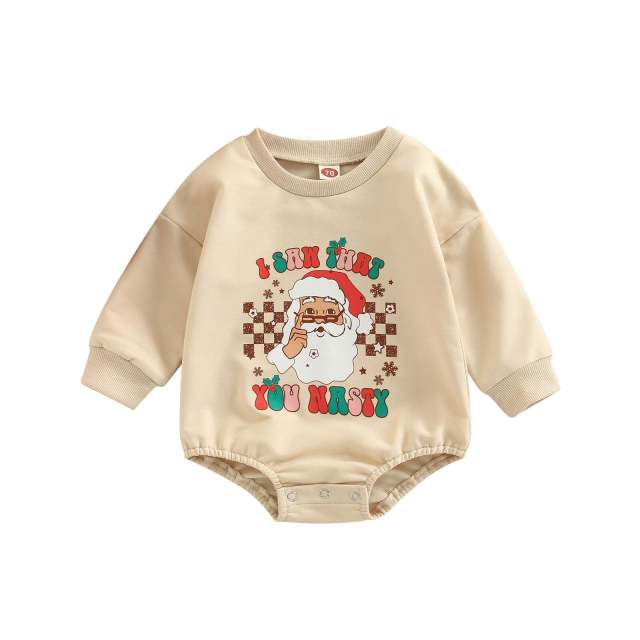 Christmas Newborn Romper Baby Boy Girl Santa Long Sleeve Jumpsuit 0-12M