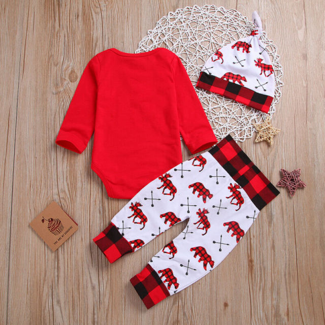 Lovely Baby Boy My First Christmas Letter Romper Kids Girl Xmas 2PCS Sets