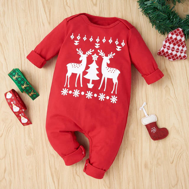 Infant Baby Girl Boy Clothes Cotton Christmas Long Sleeves Deer Jumpsuit