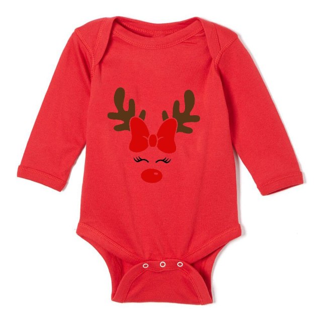 Newborn Merry Christmas Baby Rompers Red Long Sleeve Cotton Toddler Bodysuits