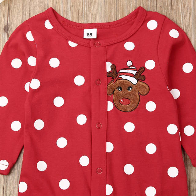 Baby Boy Girl Christmas Jumpsuit Xmas Deer Printed Long Sleeve Romper for 0-24M