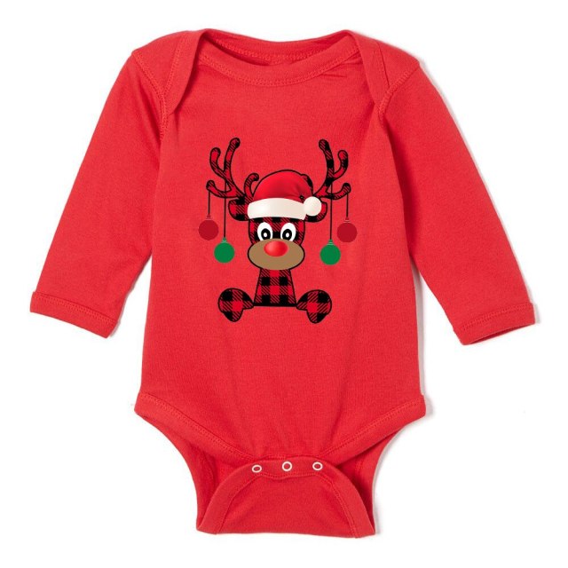 Newborn Merry Christmas Baby Rompers Red Long Sleeve Cotton Toddler Bodysuits