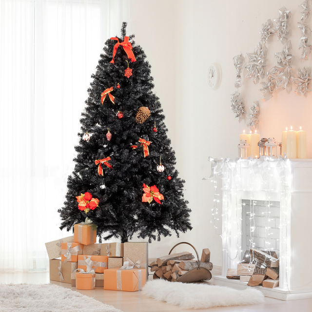 7.5ft 2500 Branches Without Lights Without Pine Cones Tied Tree Structure Christmas Tree Black