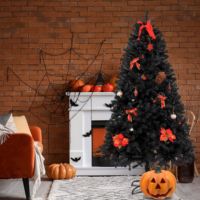 7.5ft 2500 Branches Without Lights Without Pine Cones Tied Tree Structure Christmas Tree Black