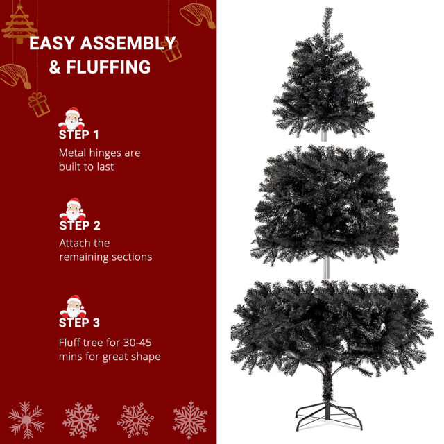 7.5ft 2500 Branches Without Lights Without Pine Cones Tied Tree Structure Christmas Tree Black