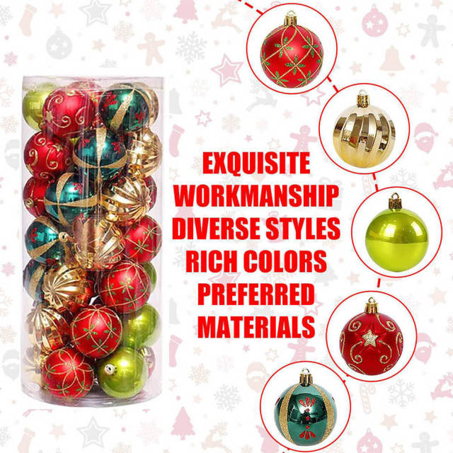 30PCS Christmas Balls Ornaments Shatterproof Holiday Bulbs Festive Wedding Hanging Ornaments Xmas Party Christmas Tree Decoration