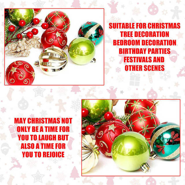 30PCS Christmas Balls Ornaments Shatterproof Holiday Bulbs Festive Wedding Hanging Ornaments Xmas Party Christmas Tree Decoration