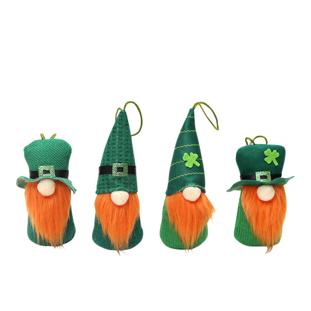 4Pcs Christmas Tree Hanging Gnomes Ornaments, Green Plush Gnome Santa Shamrock Hanging Home Decorations Christmas Holiday Decor