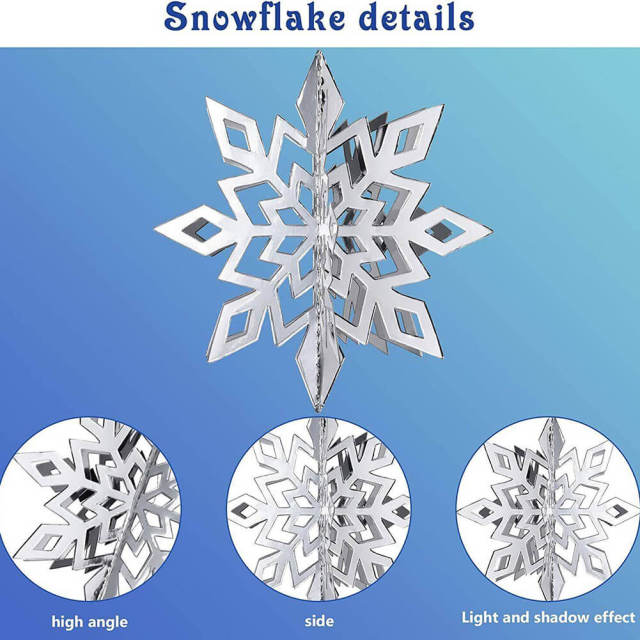 18PCS Winter Christmas Hanging Snowflake Decorations 3D Glittery Snowflake for Christmas Holiday New Year Party Home Decorations