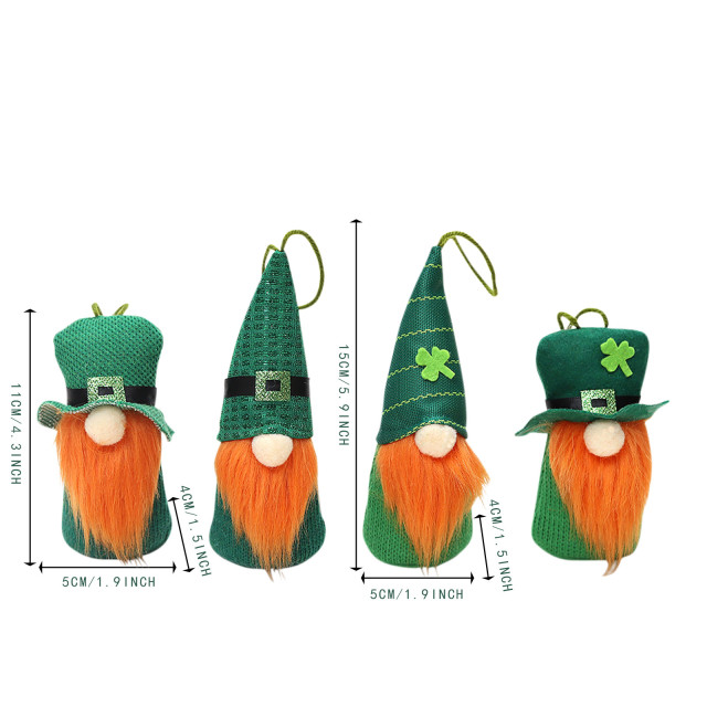 4Pcs Christmas Tree Hanging Gnomes Ornaments, Green Plush Gnome Santa Shamrock Hanging Home Decorations Christmas Holiday Decor