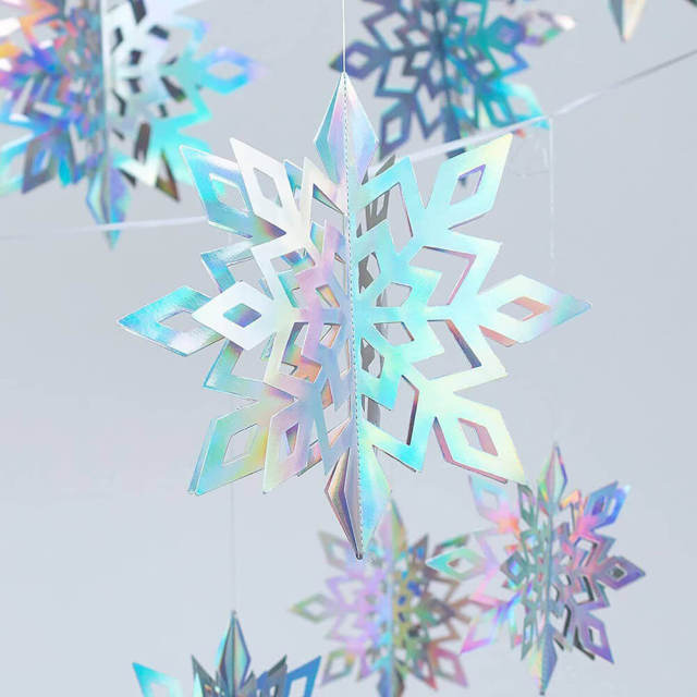 18PCS Winter Christmas Hanging Snowflake Decorations 3D Glittery Snowflake for Christmas Holiday New Year Party Home Decorations