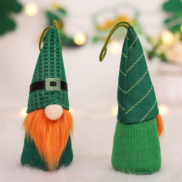 4Pcs Christmas Tree Hanging Gnomes Ornaments, Green Plush Gnome Santa Shamrock Hanging Home Decorations Christmas Holiday Decor