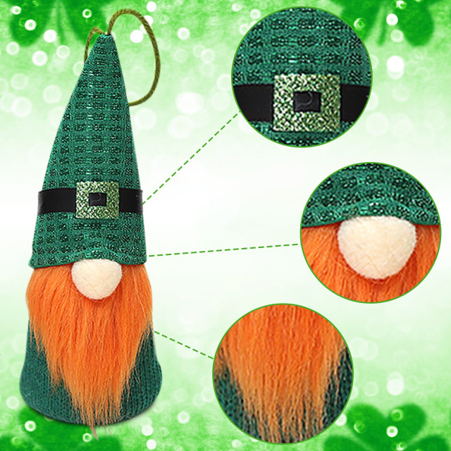 4Pcs Christmas Tree Hanging Gnomes Ornaments, Green Plush Gnome Santa Shamrock Hanging Home Decorations Christmas Holiday Decor