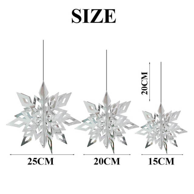 18PCS Winter Christmas Hanging Snowflake Decorations 3D Glittery Snowflake for Christmas Holiday New Year Party Home Decorations