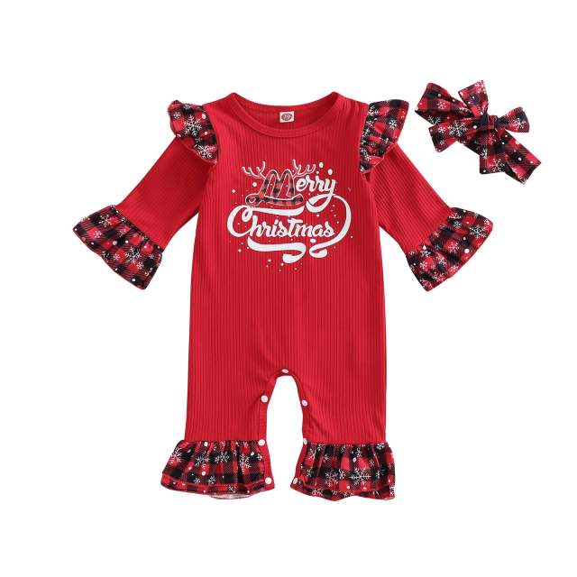 Baby Boy Girl 2Pcs Christmas Rompers Long Sleeve Cotton Jumpsuits 0-24M