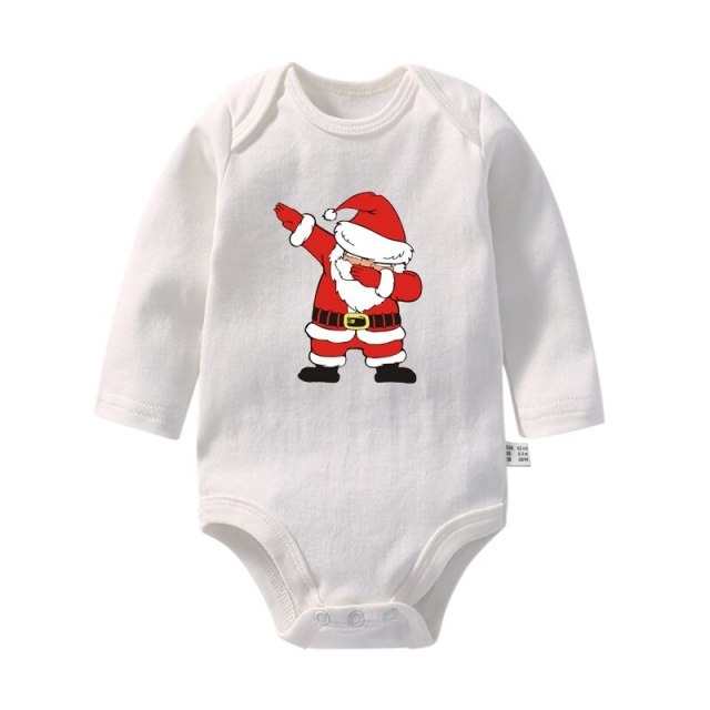 Merry Christmas Print Newborn Baby White Long Sleeve Romper  Xmas Gift