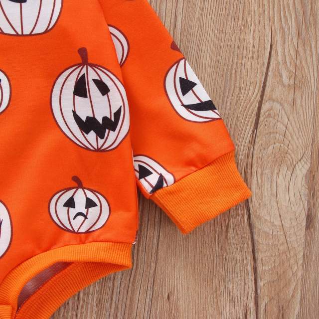 Baby Girl Boy Halloween Days Lovely Romper Pumpkin Printing Long Sleeve