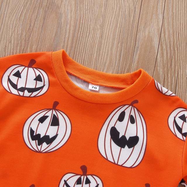 Baby Girl Boy Halloween Days Lovely Romper Pumpkin Printing Long Sleeve