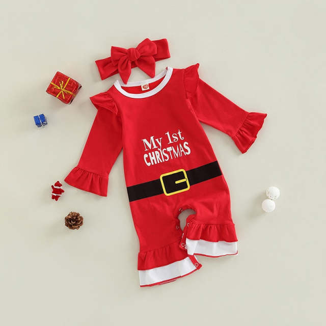 Baby Boy Girl 2Pcs Christmas Rompers Long Sleeve Cotton Jumpsuits 0-24M