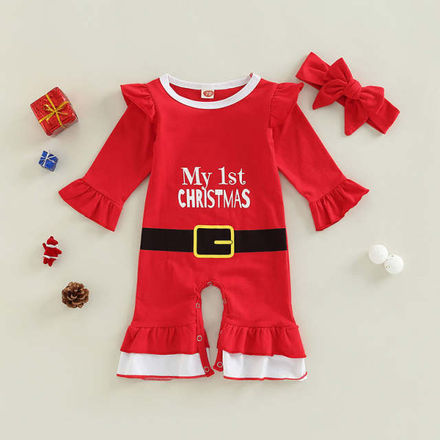 Baby Boy Girl 2Pcs Christmas Rompers Long Sleeve Cotton Jumpsuits 0-24M
