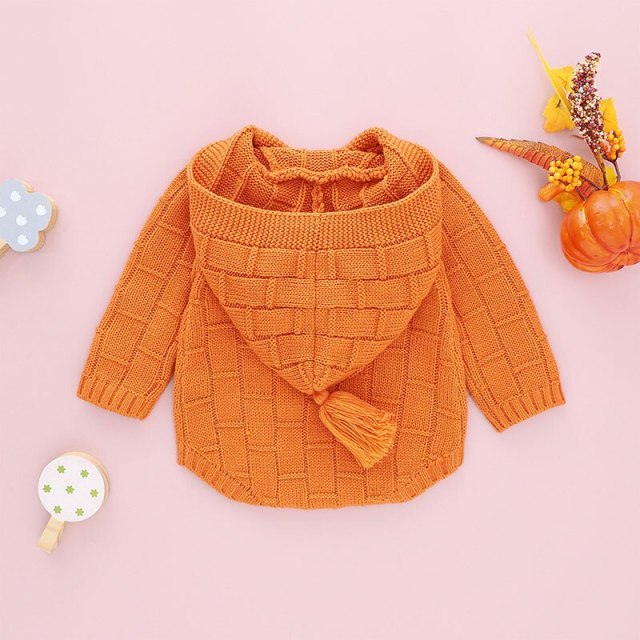 Newborn Baby Boy Girl Hoodie Romper Halloween Pumpkin Knit Sweater Jumpsuit