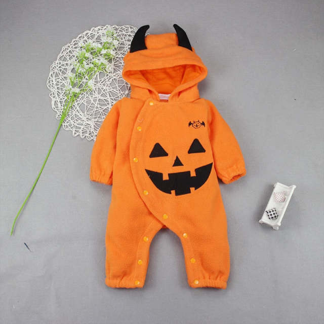 Baby Boys Girls Warm Halloween Romper Long Sleeve Bat Cosplay Jumpsuit