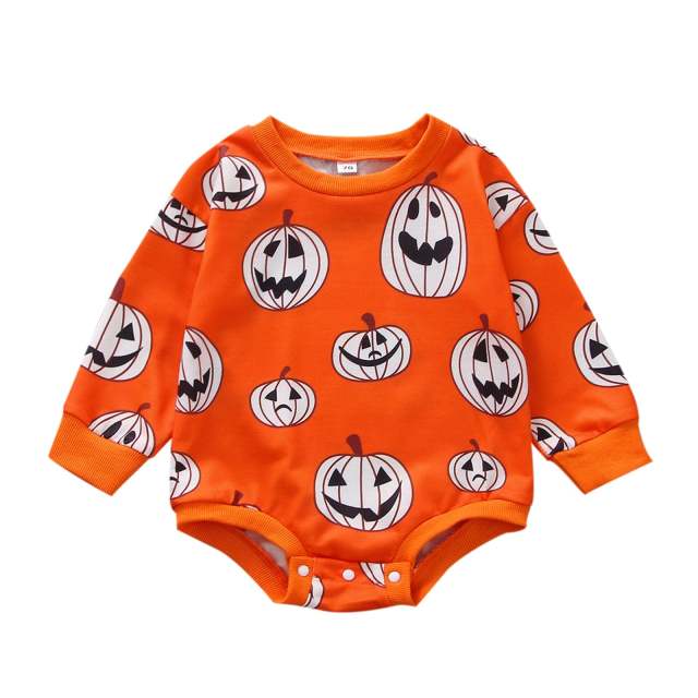 Baby Girl Boy Halloween Days Lovely Romper Pumpkin Printing Long Sleeve