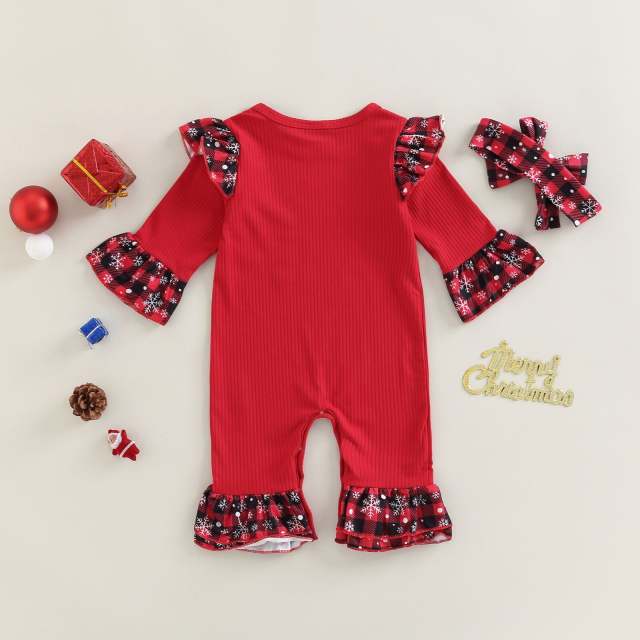 Baby Boy Girl 2Pcs Christmas Rompers Long Sleeve Cotton Jumpsuits 0-24M