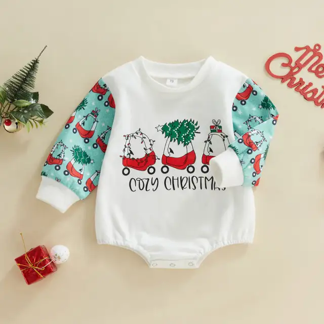 Christmas Jumpsuit For Baby Boy Girl Long Sleeve Santa Tree Print Romper