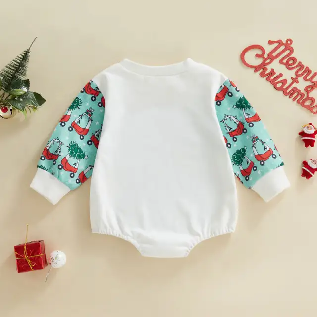 Christmas Jumpsuit For Baby Boy Girl Long Sleeve Santa Tree Print Romper