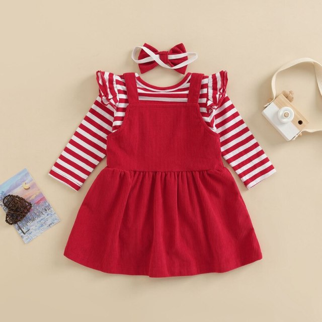 Infant Baby Girl Christmas Long Sleeves Romper Gingerbread Man Dress