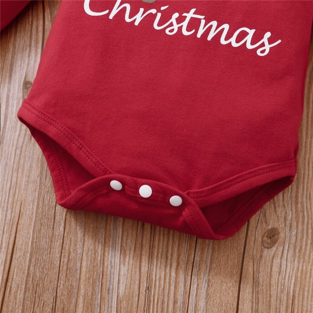 My First Christmas Baby Clothes 4pcs Set Baby Girls Xmas Cotton Outfits