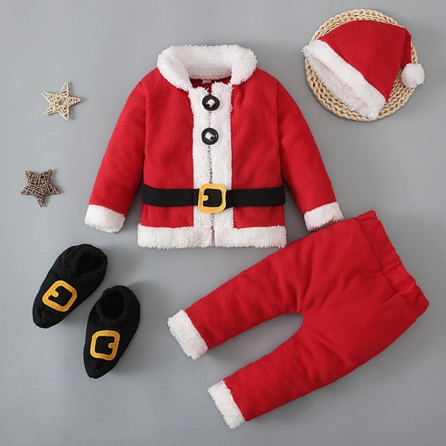 Baby Santa Costumes 4PCS Unisex Infant Christmas Outfits For Girls Boys