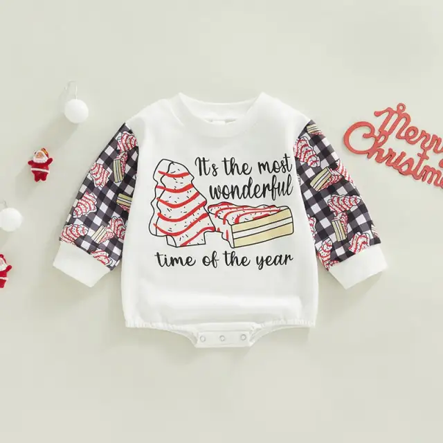 Christmas Jumpsuit For Baby Boy Girl Long Sleeve Santa Tree Print Romper