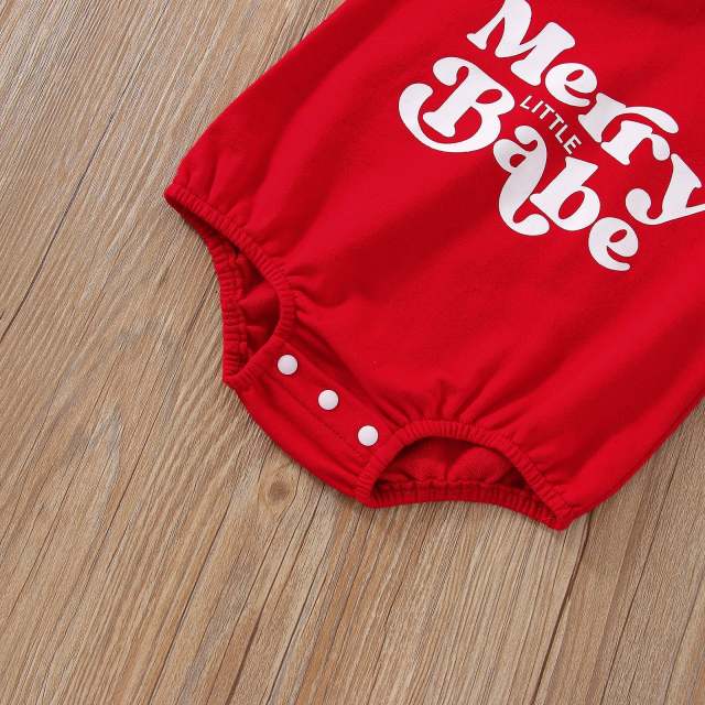 Newborn Baby Girl Christmas Bodysuit Set Red Long Sleeve Jumpsuit Bow